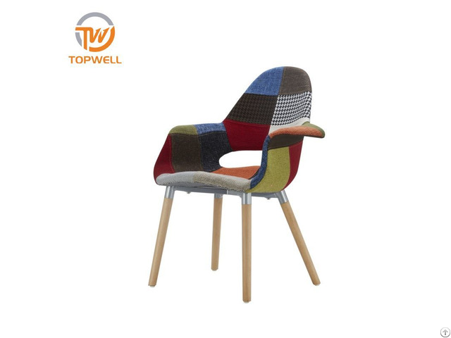Plastic Chair Fabric Beech Wood Dc 6090b