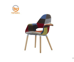 Plastic Chair Fabric Beech Wood Dc 6090b
