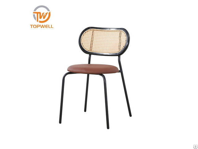 Rattan Chair Back Pu Seat Powder Coating Legs Dc 7235