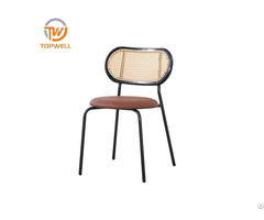 Rattan Chair Back Pu Seat Powder Coating Legs Dc 7235