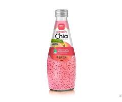 290ml Glass Bottle Chia Seed Drink With Peach Flavor Healthy Beverage Supplier Vietnam