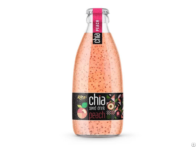 250ml Glass Bottle Chia Seed Drink With Peach Flavor Refreshing Beverage Vietnam
