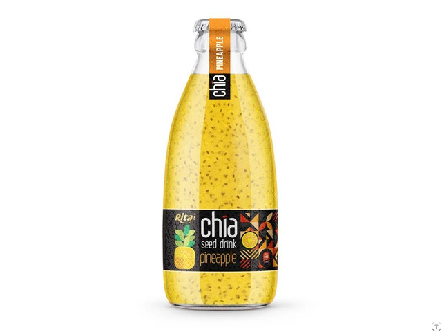 250ml Glass Bottle Chia Seed Drink With Pineapple Flavor Tropical Beverage Vietnam