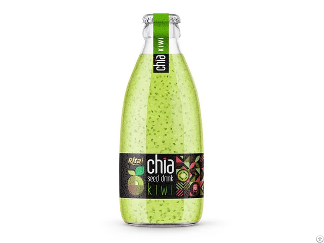 250ml Glass Bottle Chia Seed Drink With Kiwi Flavor Refreshing Fruit Beverage Vietnam