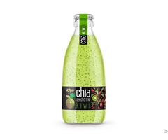 250ml Glass Bottle Chia Seed Drink With Kiwi Flavor Refreshing Fruit Beverage Vietnam