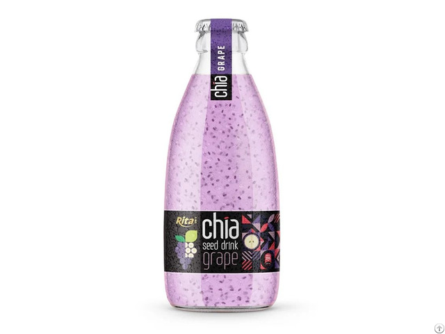 250ml Glass Bottle Chia Seed Drink With Grape Flavor Sweet Fruit Beverage Vietnam