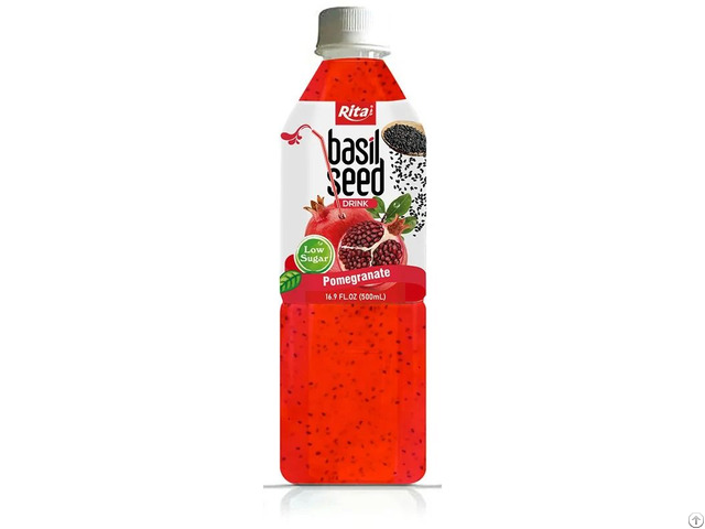 500ml Pet Bottle Basil Seed Drink With Pomegranate Flavor Refreshing Beverage Vietnam