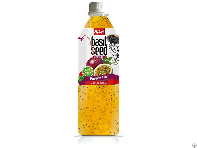 500ml Pet Bottle Basil Seed Drink With Passion Fruit Juice Low Sugar Refreshing Beverage Vietnam