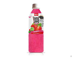 500ml Pet Bottle Basil Seed Drink With Strawberry Flavor Low Sugar Refreshing Beverage Vietnam