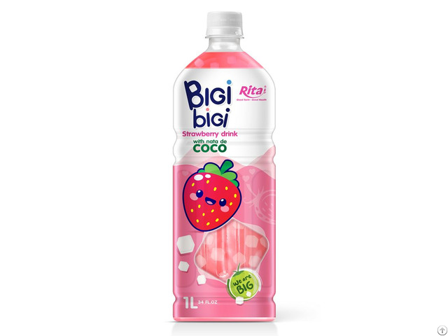 Bigi Strawberry Drink With Nata De Coco 1l Pet Bottle