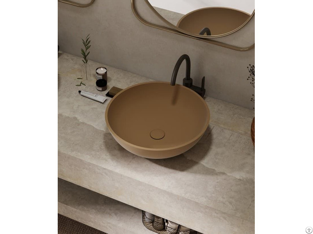 Bz06 01s Round High Quality Countertop Solid Surface Wash Basin