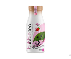 280ml Glass Bottle Strawberry Bubble Tea With Tapioca Pearls Ready To Drink Beverage Vietnam