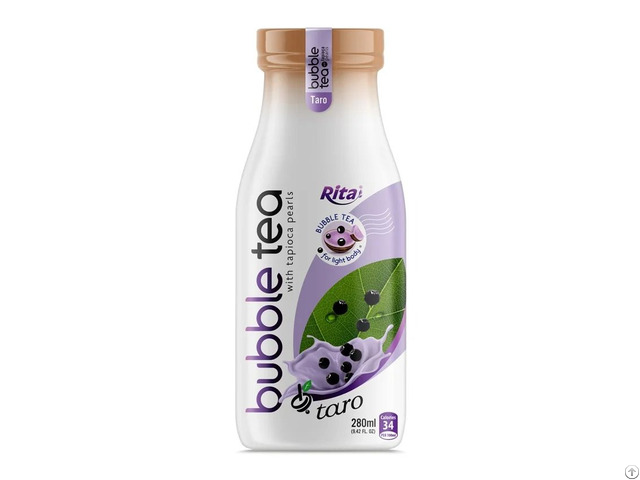 280ml Glass Bottle Taro Bubble Tea With Tapioca Pearls Ready To Drink Beverage Vietnam