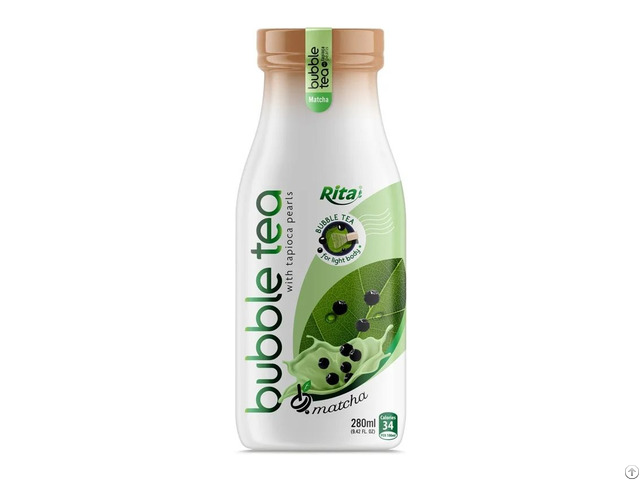 280ml Glass Bottle Matcha Bubble Tea With Tapioca Pearls Ready To Drink Beverage Vietnam