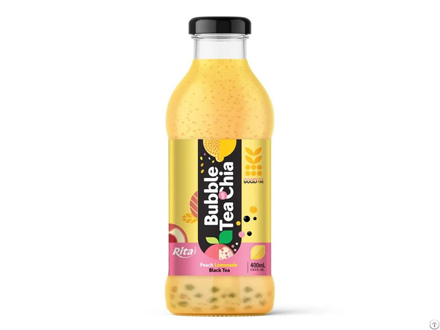 400ml Glass Bottle Chia Bubble Tea With Peach Lemonade Flavor Refreshing Beverage Vietnam