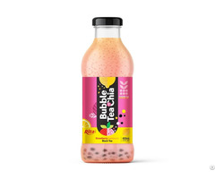 400ml Glass Bottle Chia Bubble Tea With Strawberry Lemonade Flavor Refreshing Beverage Vietnam