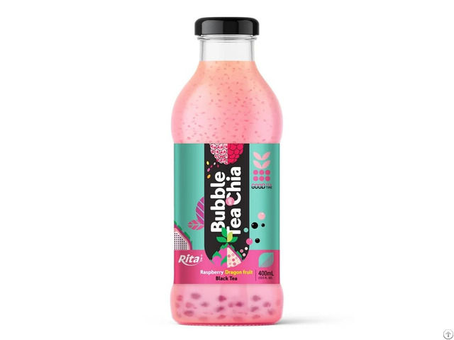 400ml Glass Bottle Chia Bubble Tea With Raspberry Dragon Fruit Flavor Refreshing Beverage Vietnam