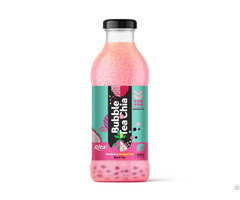 400ml Glass Bottle Chia Bubble Tea With Raspberry Dragon Fruit Flavor Refreshing Beverage Vietnam