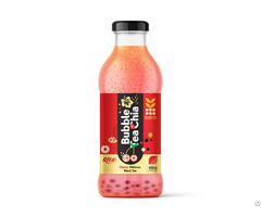 400ml Glass Bottle Chia Bubble Tea With Cherry And Hibiscus Flavor Refreshing Beverage Vietnam