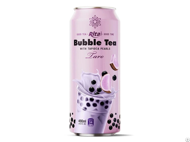 490ml Taro Milk Tea With Tapioca Pearls Aluminum Can Beverage Manufacturer