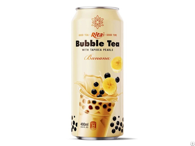 490ml Banana Bubble Milk Tea Beverage Ready To Drink Can Supplier Vietnam