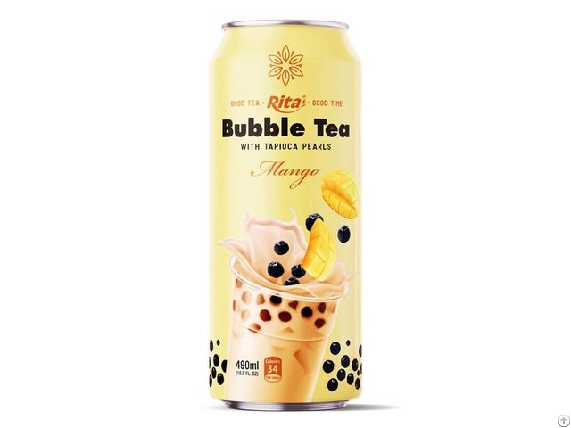 490ml Mango Tapioca Milk Tea Beverage Ready To Drink Can Factory Vietnam