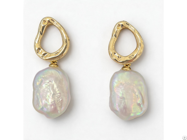 14k Gold Earrings With Baroque Pearls 4cm