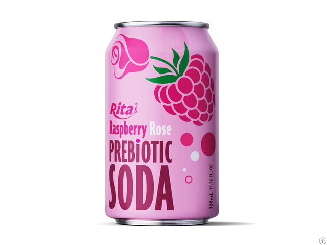 Raspberry Rose Prebiotic Soda 330ml Short Can