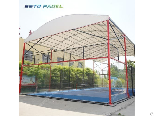 Hot Dip Galvanized Padel Tennis Court With Canopy Roof 006
