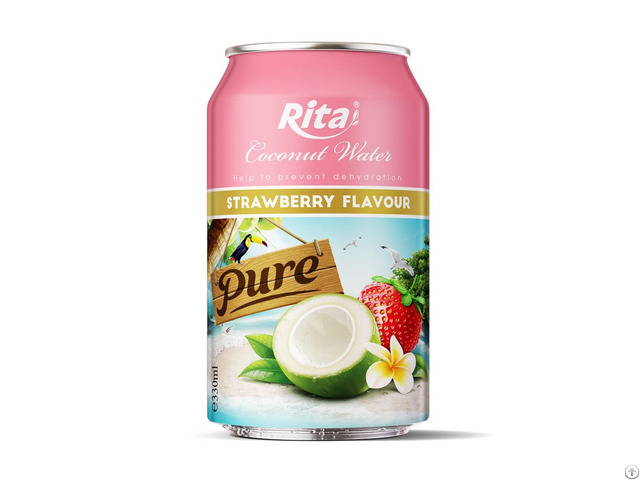 Coconut Water With Strawberry Flavor 330ml Can