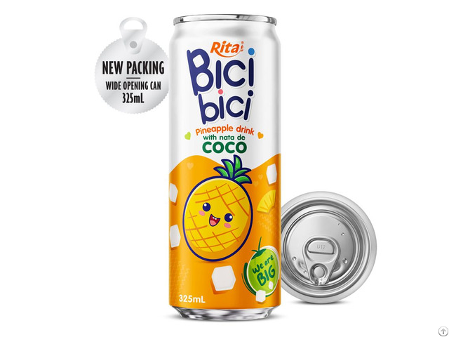 Bici 325ml Pineapple Drink With Nata De Coco Wide Opening Can
