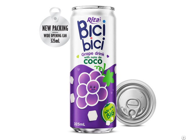 Bici 325ml Grape Drink With Nata De Coco Wide Opening Can