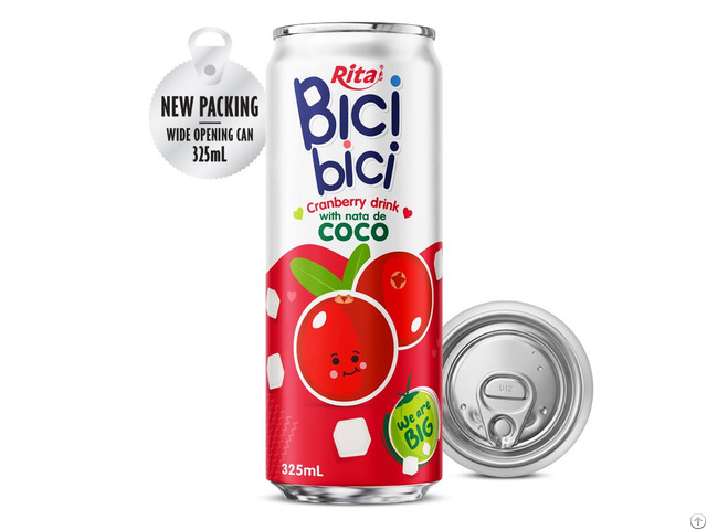 Bici 325ml Cranberry Drink With Nata De Coco Wide Opening Can