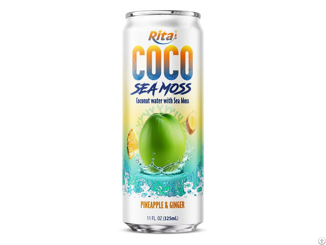 Coconut Water With Sea Moss Pineapple And Ginger Flavor 325ml Sleek Can
