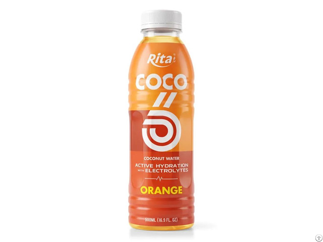 500ml Orange Flavored Coconut Water With Electrolytes Pet Bottle