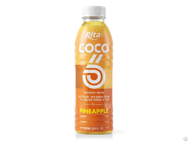 500ml Coconut Water With Electrolytes And Pineapple Flavor Pet Bottle