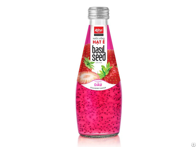 290ml Glass Bottle Basil Seed Drink With Strawberry Flavor