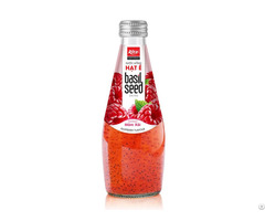 Fresh 290ml Glass Bottle Basil Seed Drink With Raspberry Flavor