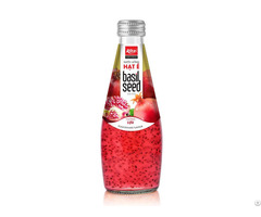 Fresh 290ml Glass Bottle Basil Seed Drink With Pomegranate Flavor