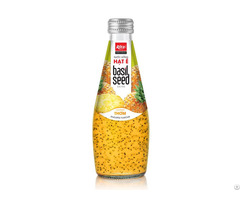 Fresh 290ml Glass Bottle Basil Seed Drink With Pineapple Flavor