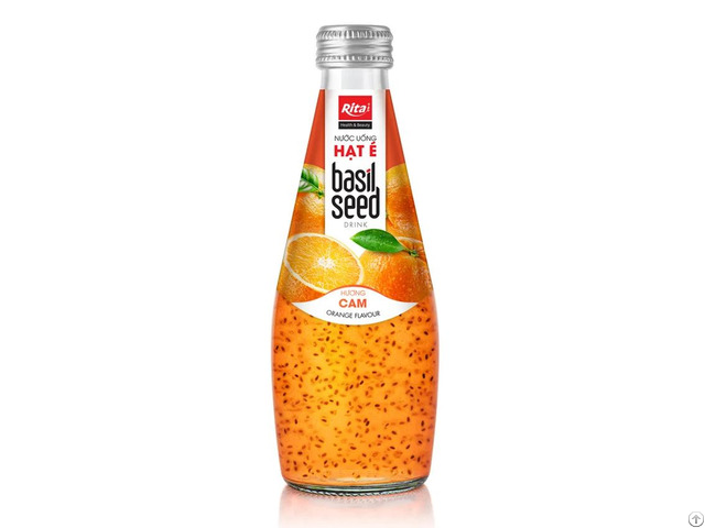 Basil Seed Drink With Orange Flavor 290ml Glass Bottle