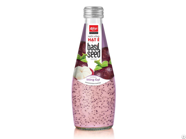 Best Quality 290ml Glass Bottle Basil Seed Drink With Mangosteen Flavor