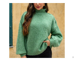 Ladies Light Blue High Neck Pullover Sweater