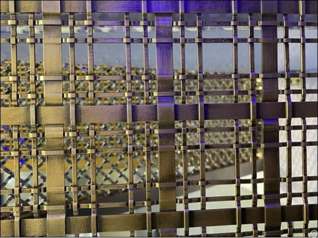 Flat Bar Woven Metal Mesh Panel For Architectural Screen And Interior Decorative
