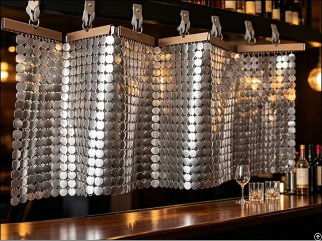 Flexible Metal Scale Mesh Drapery Panels For Bar Counter Partition And Hanging Screen