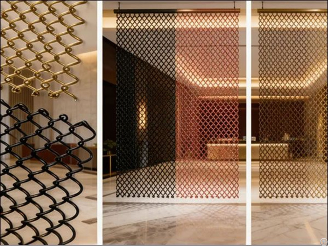 Flexible Aluminum Chain Link Mesh Curtains For Interior Room Division In Hotels
