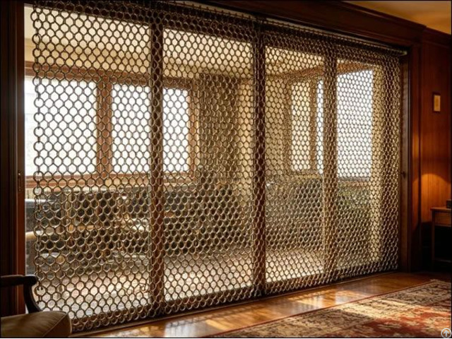 Decorative Metal Ring Mesh Coil Partition Curtains For Luxury Hotel Lobby Space Planning