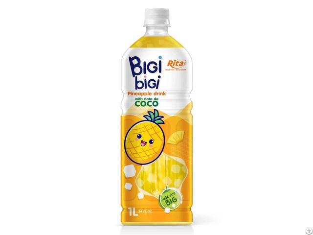 Bigi Pineapple Drink With Nata De Coco 1l Pet Bottle Wholesale Beverage