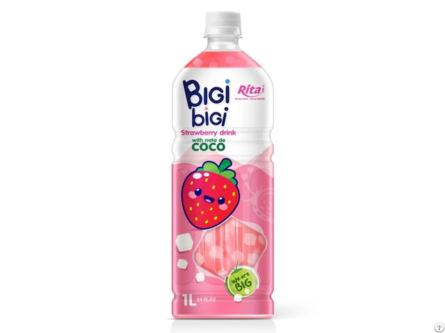 Bigi Strawberry Drink With Nata De Coco 1l Pet Bottle Wholesale Beverage