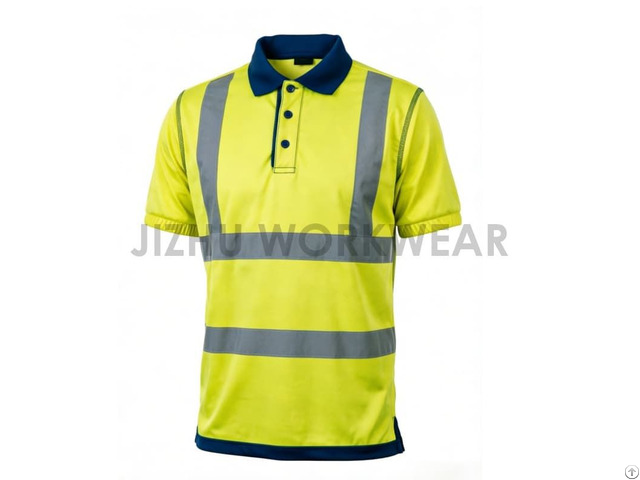 Fluorescent Yellow High Visibility Reflective Safety Polo Shirt